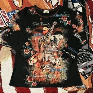 Vintage Cactus AOP Safari 3/4 Sleeve Top (M)